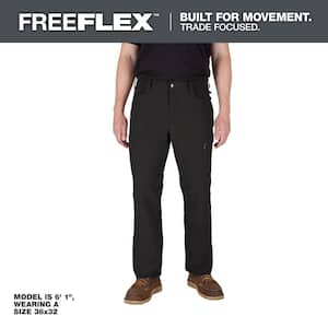 Milwaukee Men's 36 in. x 30 in. Black FREEFLEX Tech Work Pants