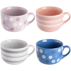 Cappuccino Bliss - Piece 23 oz. Stoneware Latte Cup Set in Assorted Designs