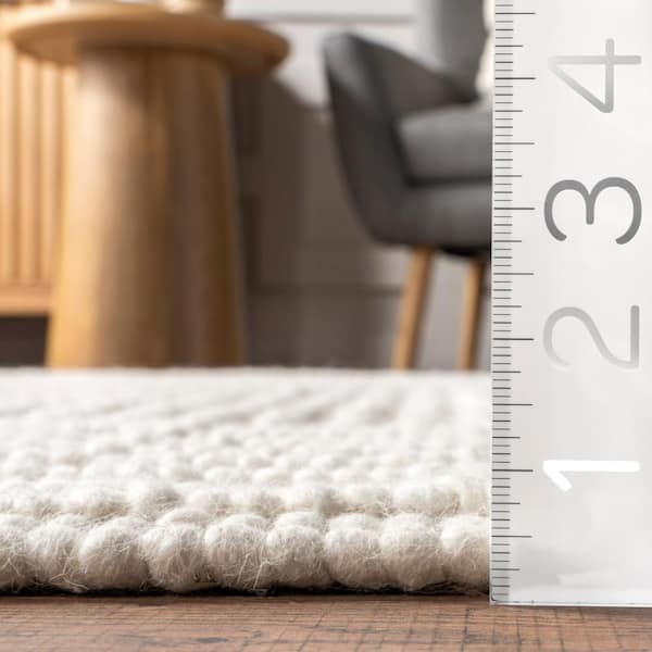 Dorene Contemporary High-Low Striped Wool Area Rug Ivory 6 ft. x 9 ft. Area Rug