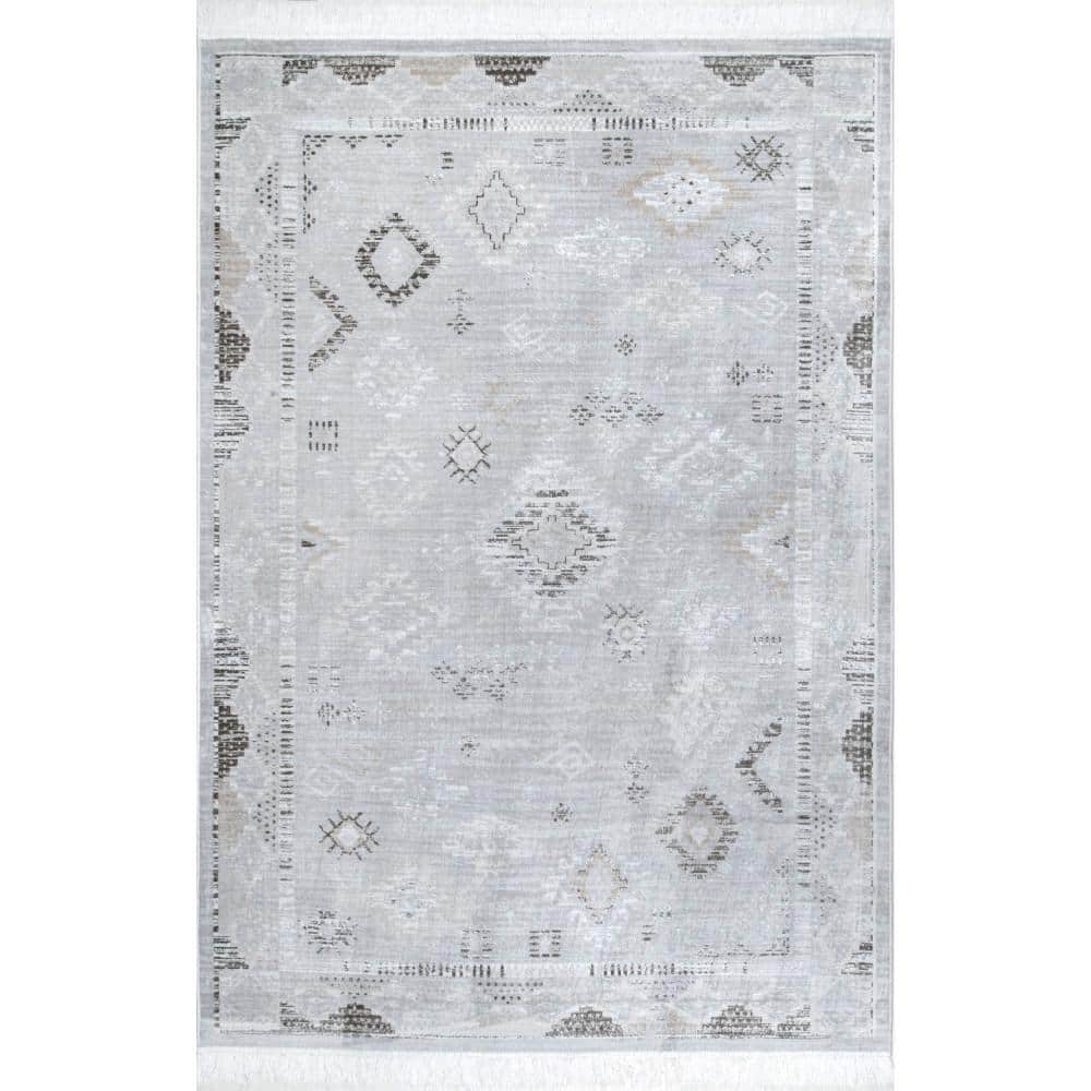 Venice Fringed Silver 6 ft. x 9 ft. Indoor/Outdoor Patio Area Rug price history on PriceWatchPro