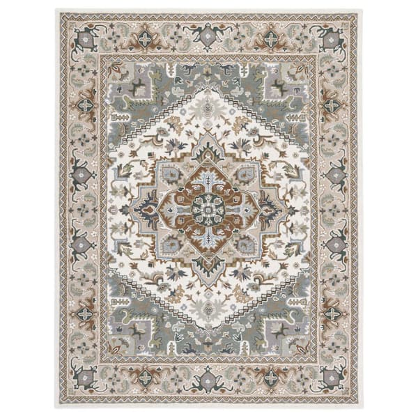 SAFAVIEH Heritage Ivory/Light Blue 8 ft. x 10 ft. Border Floral Medallion Area Rug