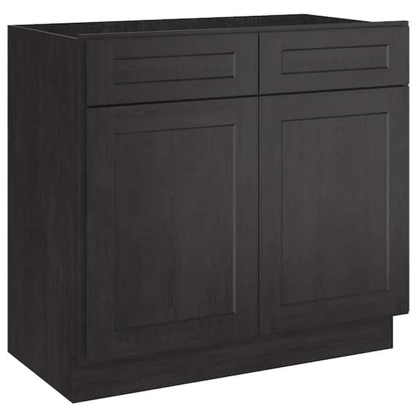 HOMEIBRO 36 in. W x 21 in. D x 34.5 in. H Shaker Charcoal Plywood Ready to Assemble Vanity Base Kitchen Cabinet without Top