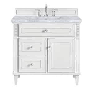 Lorelai 36.0 in. W x 23.5 in. D x 34.06 in. H Single Bathroom Vanity in Bright White with Carrara White Marble Top