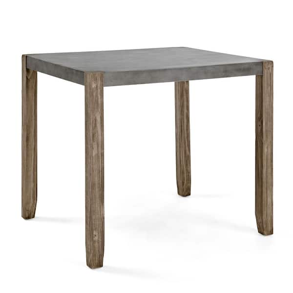 Alaterre Furniture Newport Light Amber Wood and Gray Concrete and Wood Counter Height Dining Table