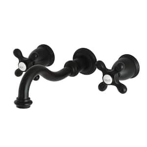 Restoration 2-Handle Wall Mount Tub Faucet in Matte Black (Valve Included)