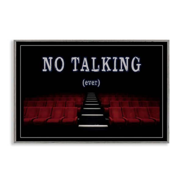 Stupell Industries No Talking Move Theater by Graffi*tee Studios Gray Framed Abstract Giclee Art Print 12 in. x 18 in.