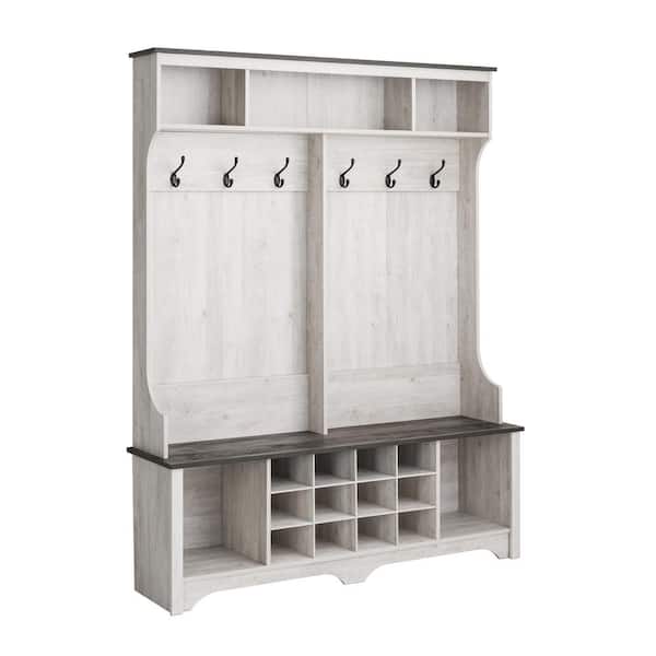 Prepac Rustic Ridge Washed White Entryway Cabinet 15.5 in. D x 60 in. W x 77 in. H