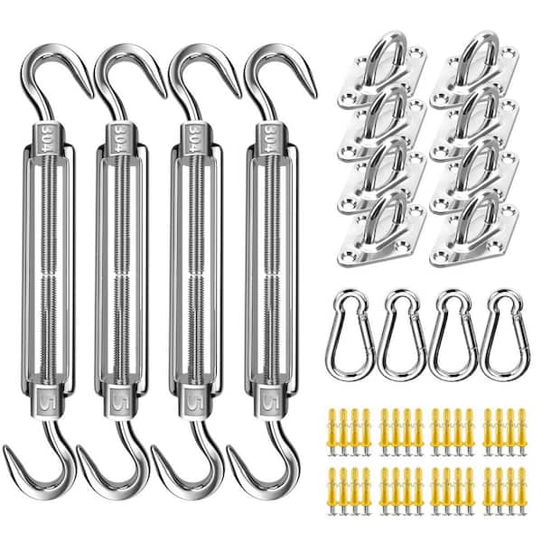 Angel Sar 80-Piece 5 in. Stainless Steel Sunshade Hardware Kit for Sunshade Sails