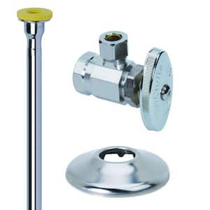 Faucet Kit: 1/2 in. FIP x 3/8 in. O.D. Compression Brass Multi-Turn Angle Valve with 12 in. Riser and Flange