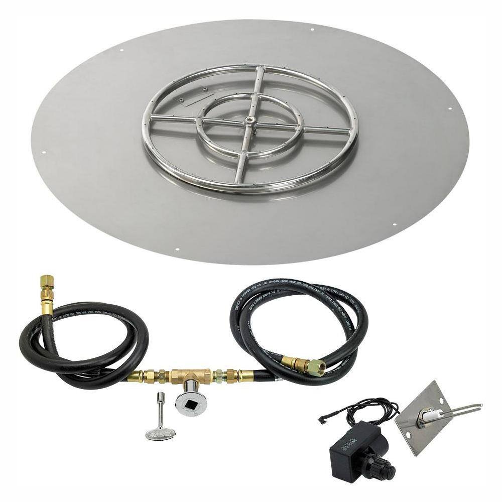 American Fire Glass 30 in. Round Stainless Steel Flat Pan with Spark  Ignition Kit - Natural Gas (18 in. Ring Burner Included) SS-RFPKIT-N-30