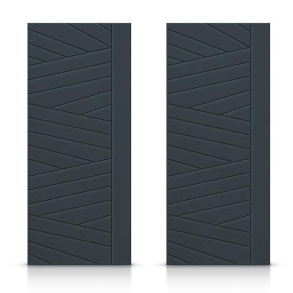 CALHOME 60 in. x 80 in. Hollow Core Charcoal Gray Painted Composite MDF Interior Double Closet Sliding Doors