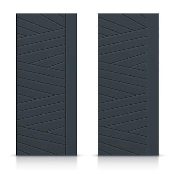 CALHOME 60 in. x 96 in. Hollow Core Charcoal Gray Painted Composite MDF Interior Double Closet Sliding Doors