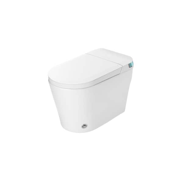 Elongated Bidet Toilet 1.28 GPF in White with Heated Seat, Night Light, Remote Control, and Foot Sensor