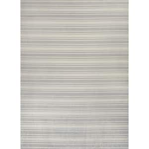 Fawning Cream/Light Gray 3 ft. x 5 ft. 2-Tone Striped Classic Low-Pile Machine-Washable Area Rug