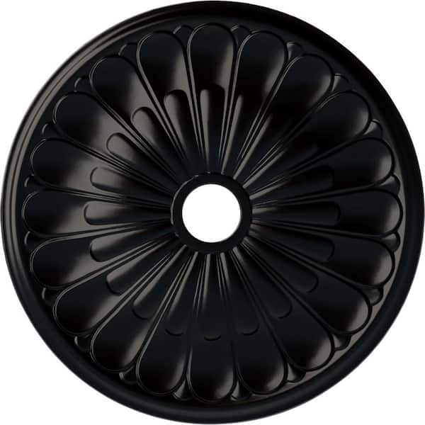 Ekena Millwork 1-3/8" x 26-3/4" x 26-3/4" Polyurethane Elsinore Ceiling Medallion, Hand-Painted Jet Black