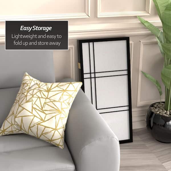 3 ft. Short Double Cross Shoji Screen - Black - 3 Panels