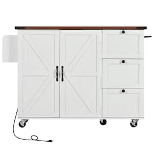 White Outdoor Wood Tabletop Grill Cart for BBQ, Patio Cabinet with Internal Storage Rack, Drop Leaf, Spice Rack