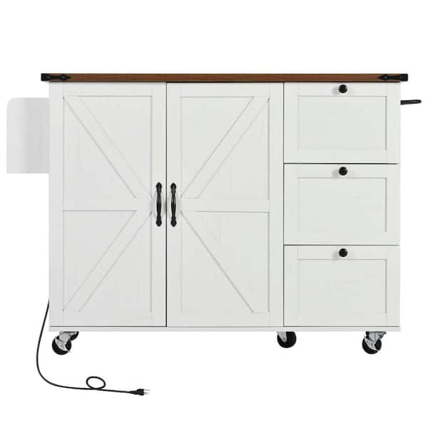 Zeus & Ruta White Outdoor Wood Tabletop Grill Cart for BBQ, Patio Cabinet with Internal Storage Rack, Drop Leaf, Spice Rack