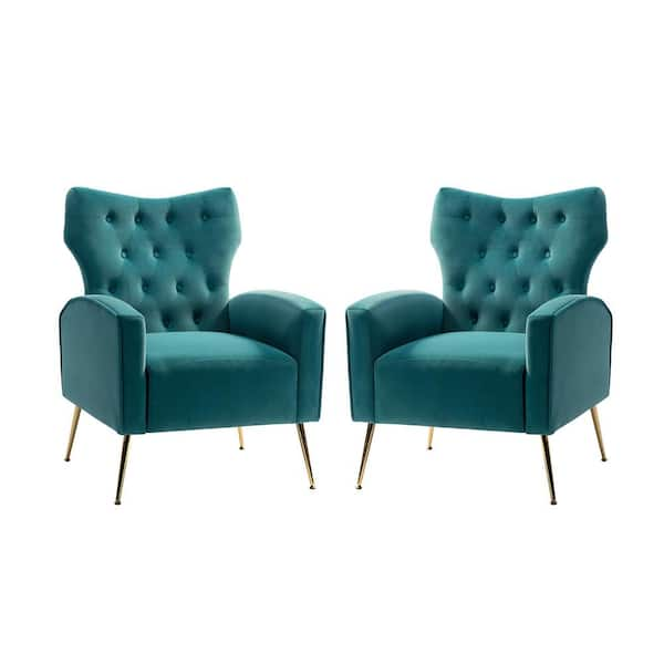 JAYDEN CREATION Mδ nico Contemporary and Classic Teal Comfy Accent Arm  Chair with Metal (Set of 2) CHWH0284-TEAL-S2 - The Home Depot