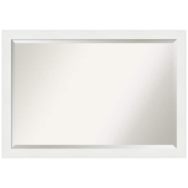 Amanti Art Medium Rectangle Matte White Beveled Glass Modern Mirror (27.5 in. H x 39.5 in. W)