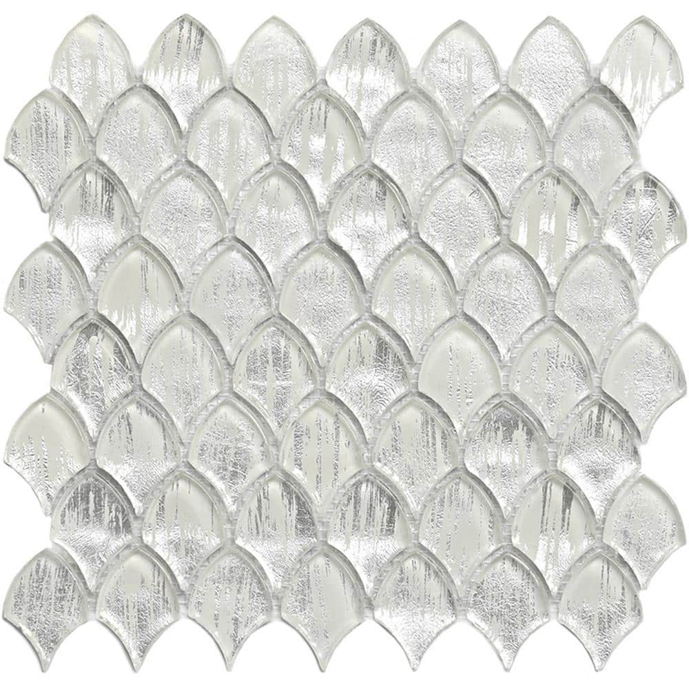 Majeste Silver Glass Fish Scale Mosaic Tile