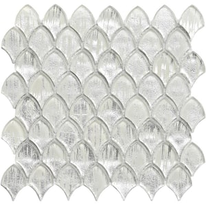 Majeste Glossy Silver 10.8 in. x 11.3 in. Glass Mosaic Wall and Floor Tile (8.48 sq. ft./case) (10-pack)