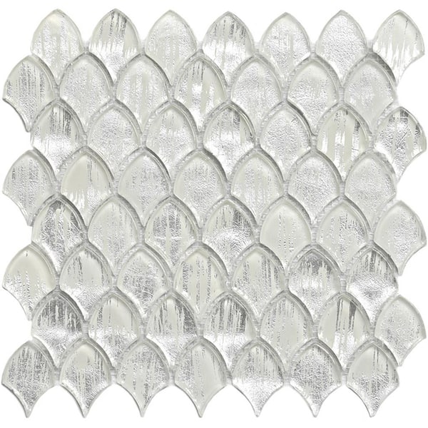 Apollo Tile Majeste Glossy Silver 10.8 in. x 11.3 in. Glass Mosaic Wall and Floor Tile (8.48 sq. ft./case) (10-pack)