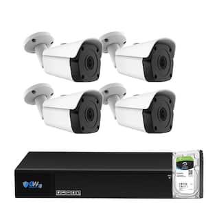 8-Channel HD-Coaxial 5MP Surveillance Security Cameras System 1TB with 4 Wired 4-in-1 Analog 2.8 mm Fixed Lens Bullet