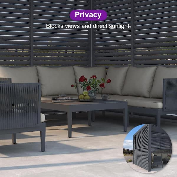 PURPLE LEAF 11 ft. x 13 ft. Gray Aluminum Louvered Pergola