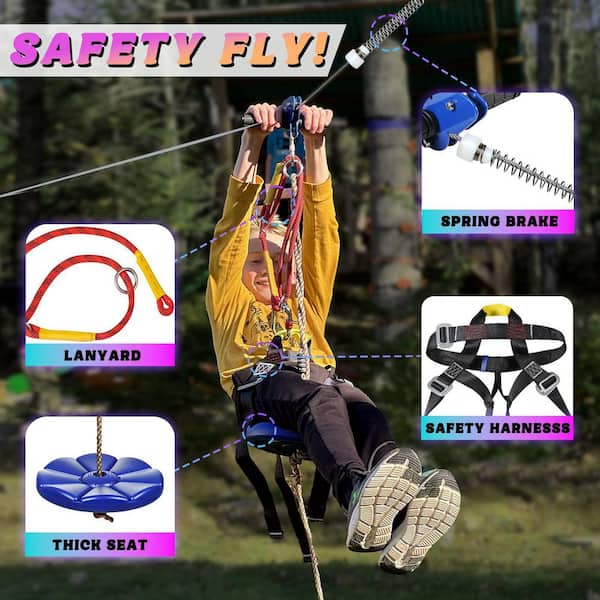 Zipline Series 105 ft. Backyard Outdoor Recreation Kit with
