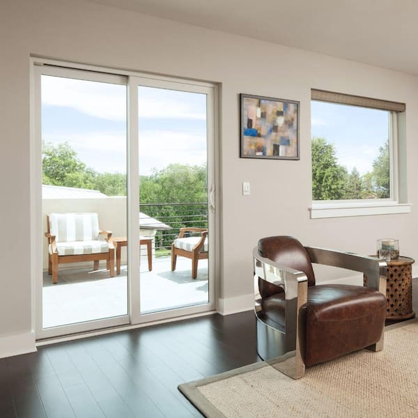 71-1/4 in. x 79-1/2 in. 100 Series White Left-Hand Composite Gliding Patio Door with White Interior and White Hardware