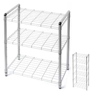 23 in. W x 30 in. H 13 in. D 3-Tier Adjustable Steel Wire Garage Storage Shelving Unit with Stacking Connectors, Silver