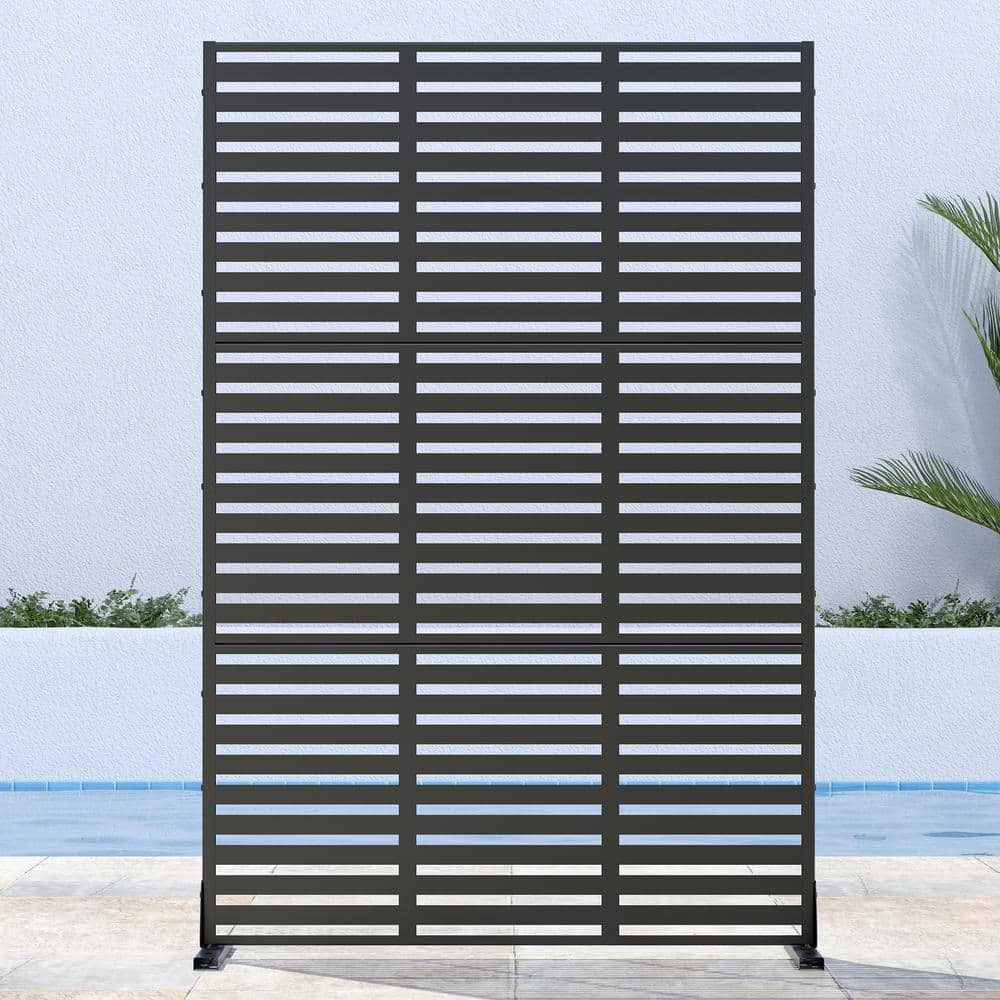 72 in. H x 47 in. W Black Outdoor Metal Privacy Screen Garden Fence Wall Ap