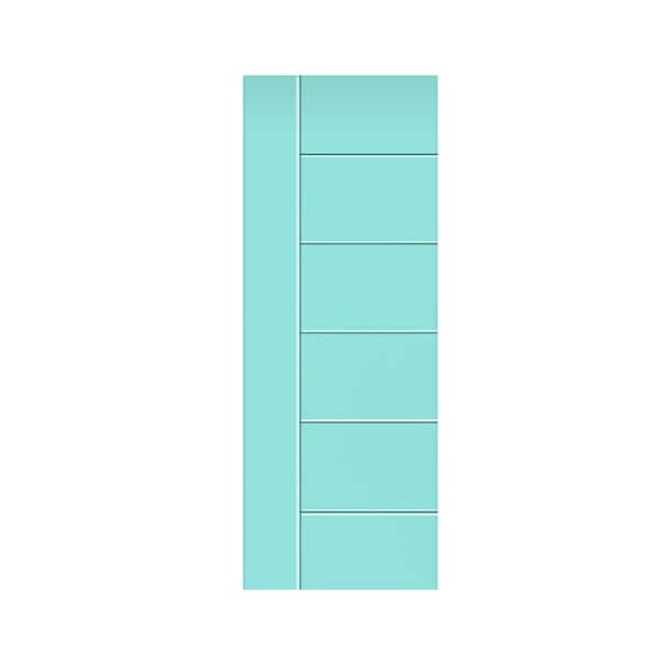 CALHOME Modern Classic 30 in. x 96 in. Mint Green Stained Composite MDF Paneled Barn Door Slab