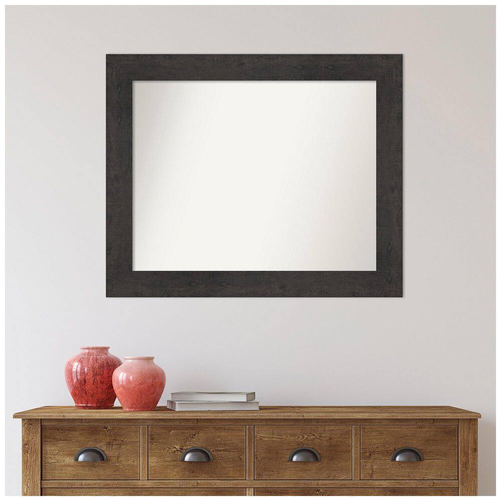 Espresso Wood Rectangular Wall Mount Bathroom Mirror
