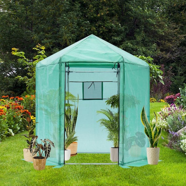 Boosicavelly 82.68 in. W x 82.68 in. D x 90.55 in. H Outdoor Walk-In Greenhouse