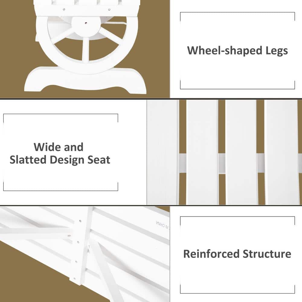 Rustic Fir Wood 2-Person Wagon Wheel Garden Bench