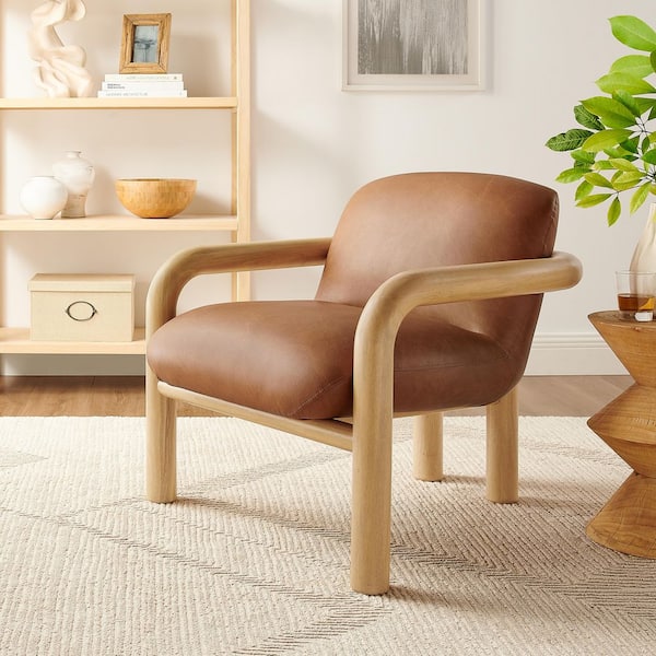 Best Master Furniture Milo Modern Natural Wood Frame Faux Leather