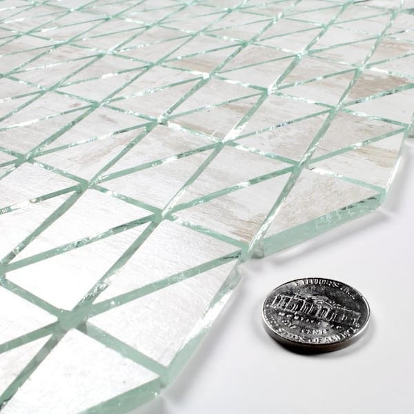 Nature Birch Wood White 12 in. x 12 in. Triangle Wood Look Glass Mosaic Wall Tile (10 Sq. Ft./Sheet)
