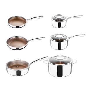 Giro 10 Piece Stainless Steel Nonstick Cookware Set with Lids in Silver