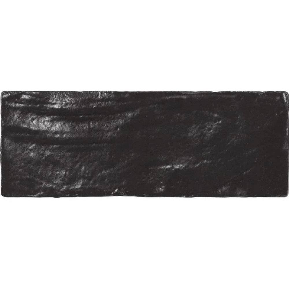 Black 2.5" x 8" Glossy Ceramic Subway Tile