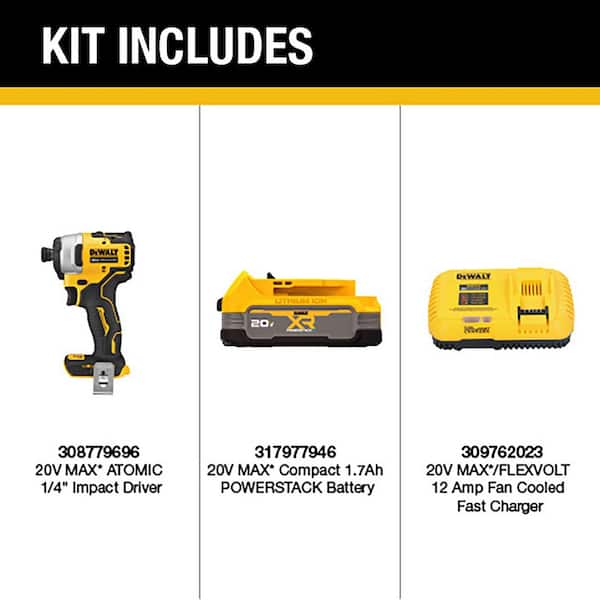 ATOMIC 20V MAX Brushless Cordless Compact 1/4 in. Impact Driver and 20V POWERSTACK Compact Battery Kit