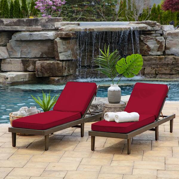 Red Chaise Lounge Cushion 72 Inch Outdoor Patio UV Resistant Fabric Seat Pad New 