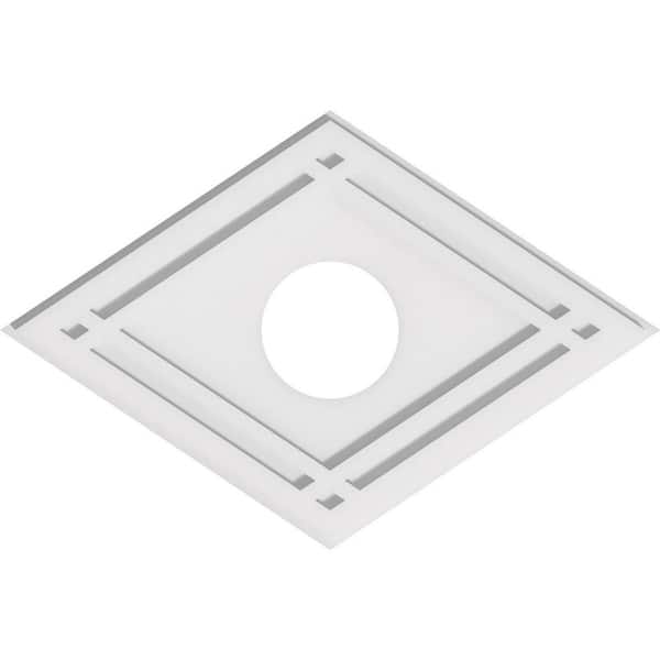 Ekena Millwork 24 in. W x 16 in. H x 5 in. ID x 1 in. P Diamond Architectural Grade PVC Contemporary Ceiling Medallion