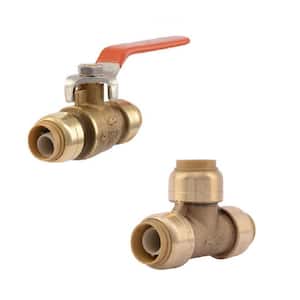 1/2 in. Push-to-Connect Brass Ball Valve and 1/2 in. Push-to-Connect Brass Tee Fitting