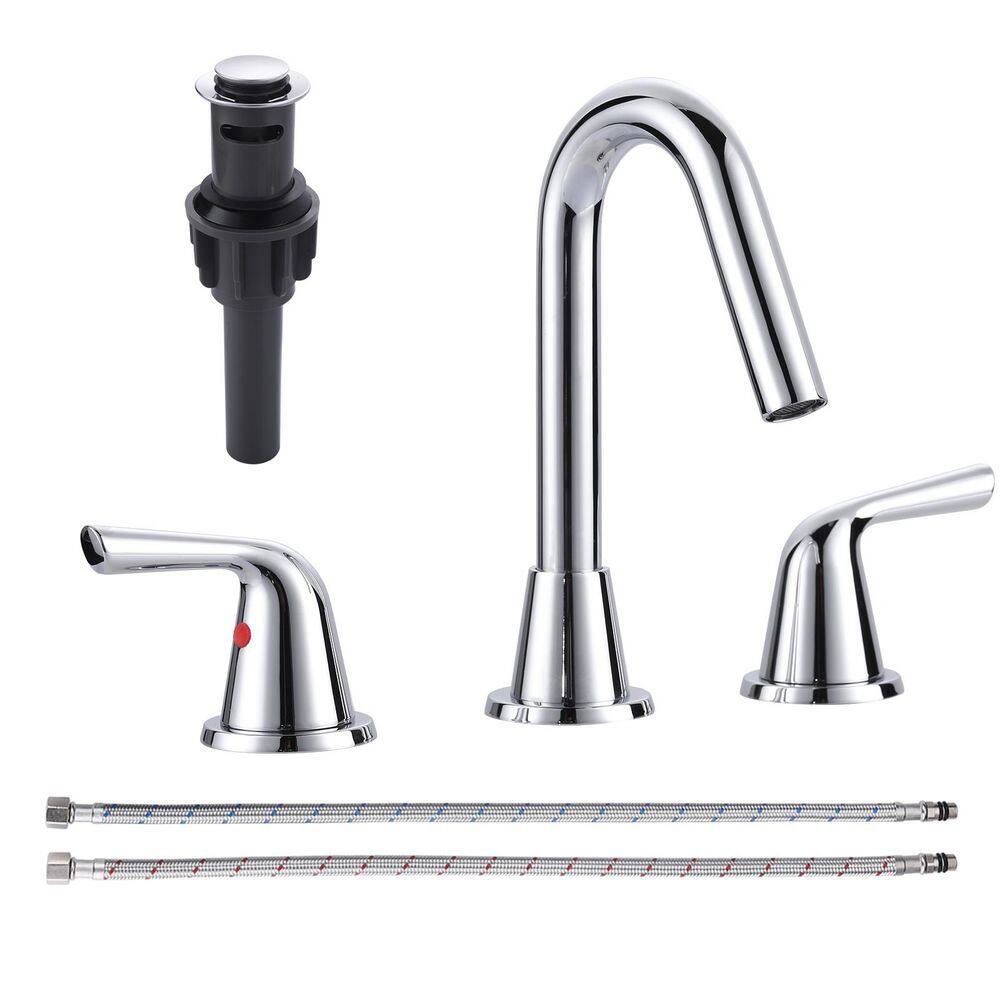 Widespread Double-Handle High-Arc Bathroom Sink Faucet with Pop-Up Drain and 360° Swivel Spout in Polished Chrome price history on PriceWatchPro
