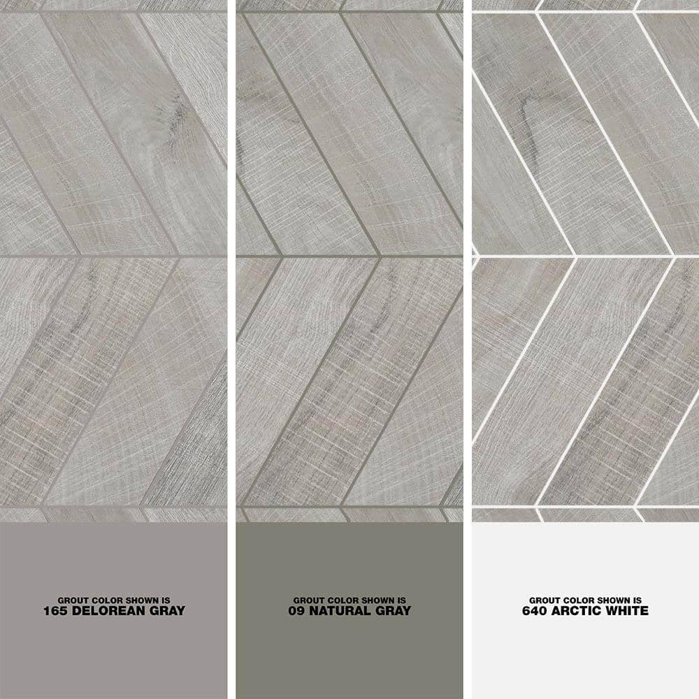 Auburn Chevron Gray 24 in. x 48 in. Matte Porcelain Floor and Wall Tile