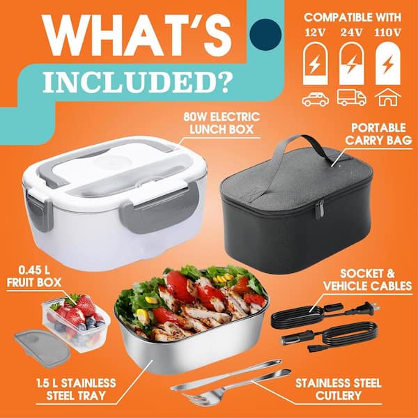 Anqtovp White 80W Electric 1. 5L Stainless Steel Heated