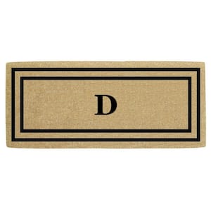 24 in. x 57 in. Heavy Duty Black Thin Double Picture Frame Monogrammed D Coco Door Mat