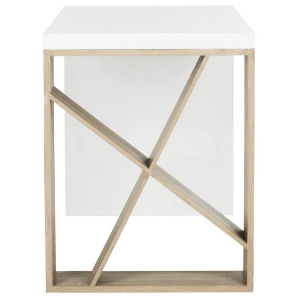 SAFAVIEH Carlene 48 in. White Brown Writing Desk FOX4235A The Home Depot